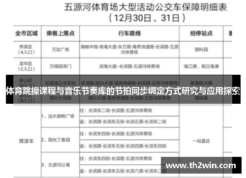 体育跳操课程与音乐节奏库的节拍同步绑定方式研究与应用探索